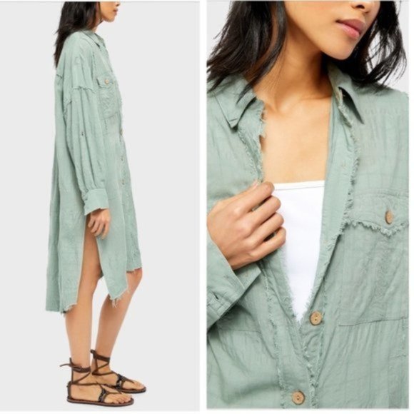 Free People Sahara Sounds Shirt Dress Small NWT - Picture 7 of 9